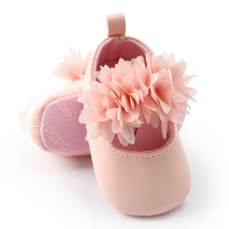 

Spring Infant Lace Flower Baby Girl PU First Walkers Anti-slip Soft Sole Bottom Walking Princess Shoes New