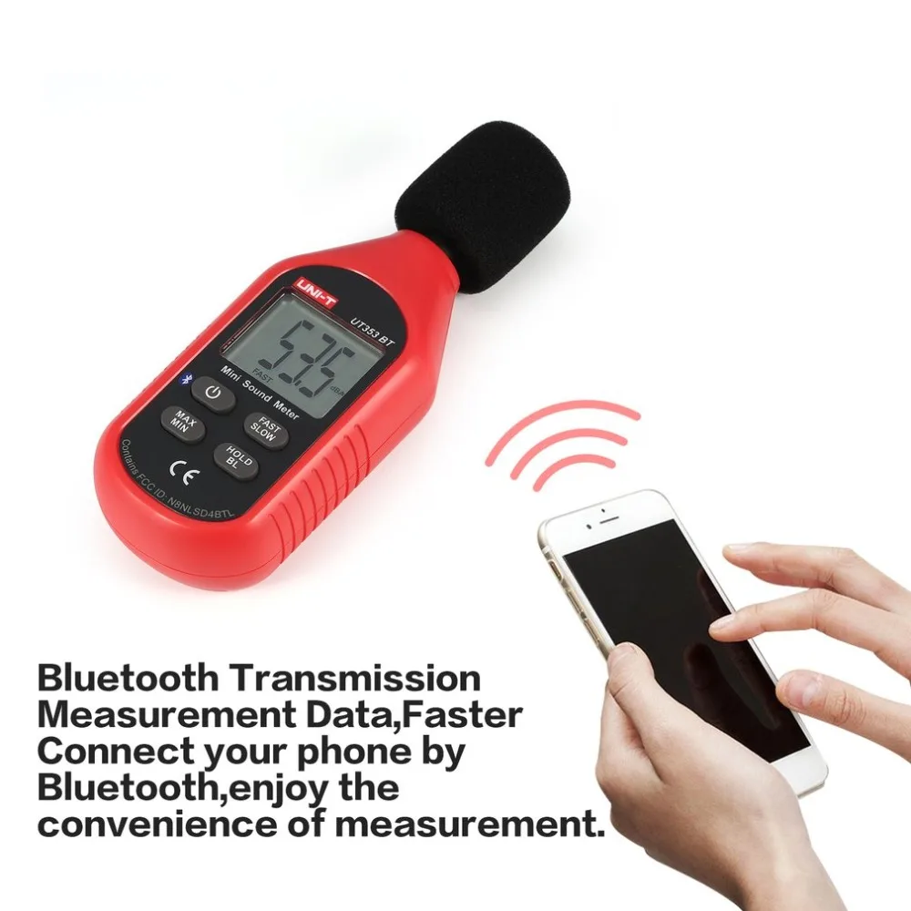 UNI-T UT353BT Bluetooth цифровой ЖК-Мини измеритель уровня звука шум аудио датчик объема децибел мониторинг тестер 30-130дб