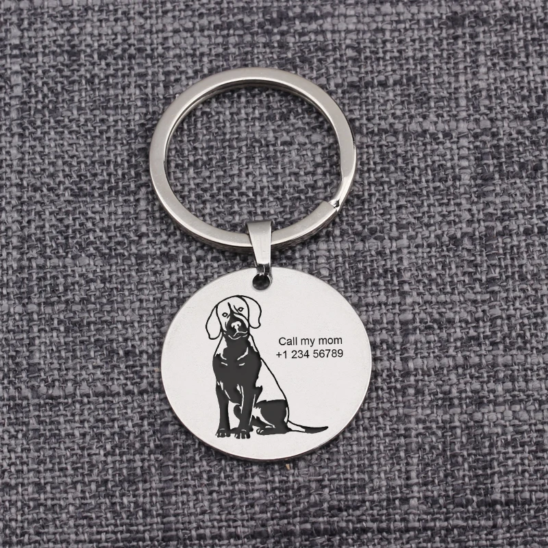 

Dog Lost Tag Keychain Anti-loss Jewelry Dog Collar Tags Pendants Custom Telephone Number Keyrings Customized Accessories Gift