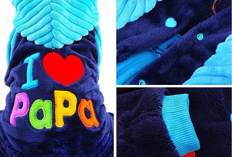 Petminru с надписью «I love papa»(«Я люблю папу») and mama»(«Я люблю папу и маму») зимняя одежда для собак для маленьких собак, одежда Костюмы для домашних питомцев, маленьких и больших собак пальто Зимняя одежда куртки