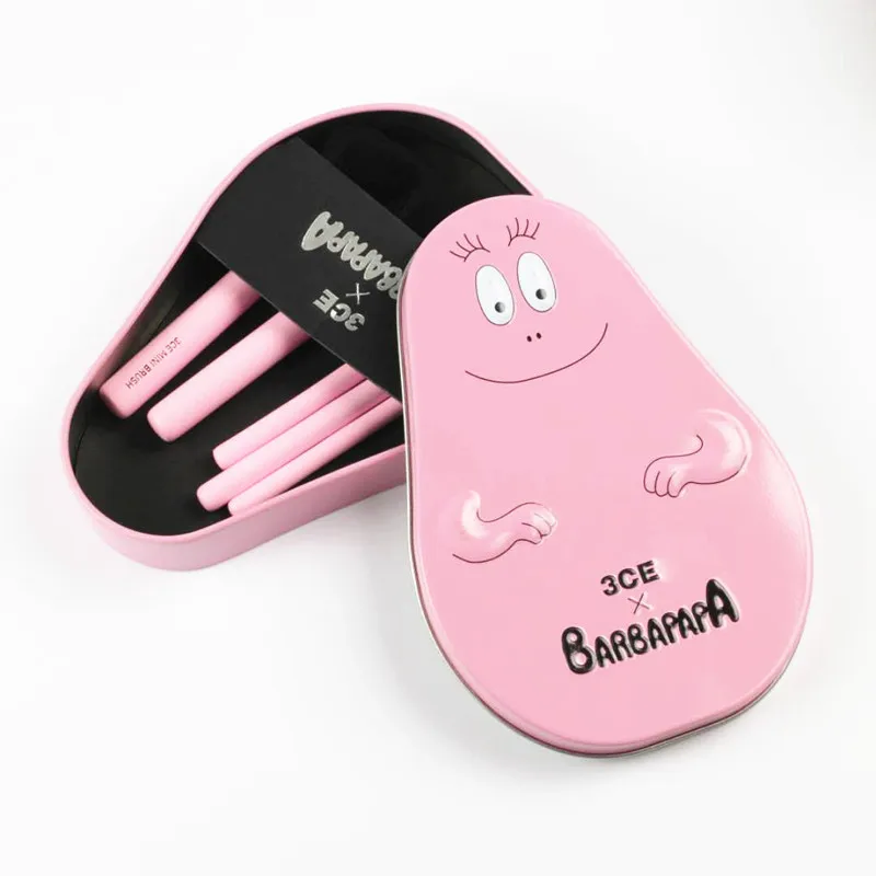 

5 PCS Pink Tin Box Foundation Eye Shadow Brush Cheek is Red Cartoon Baba Suit Makeup Brush Tools