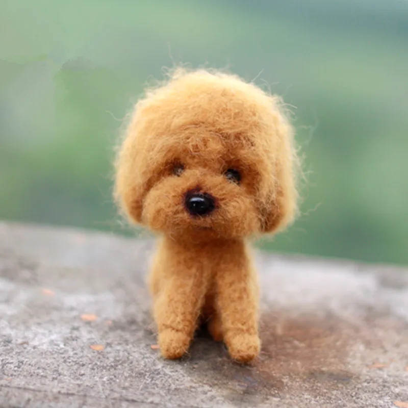 

Felt Craft DIY Teddy Dog Handmade Material Package Cute Dog Animal Needle Felting Craft Kits For Lovers And Kids Birthday Gift