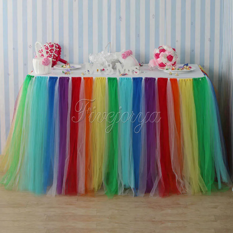  22 Colors Tulle Tutu Table Skirt Tulle Tableware for Wedding Decoration Baby Shower Party Wedding T
