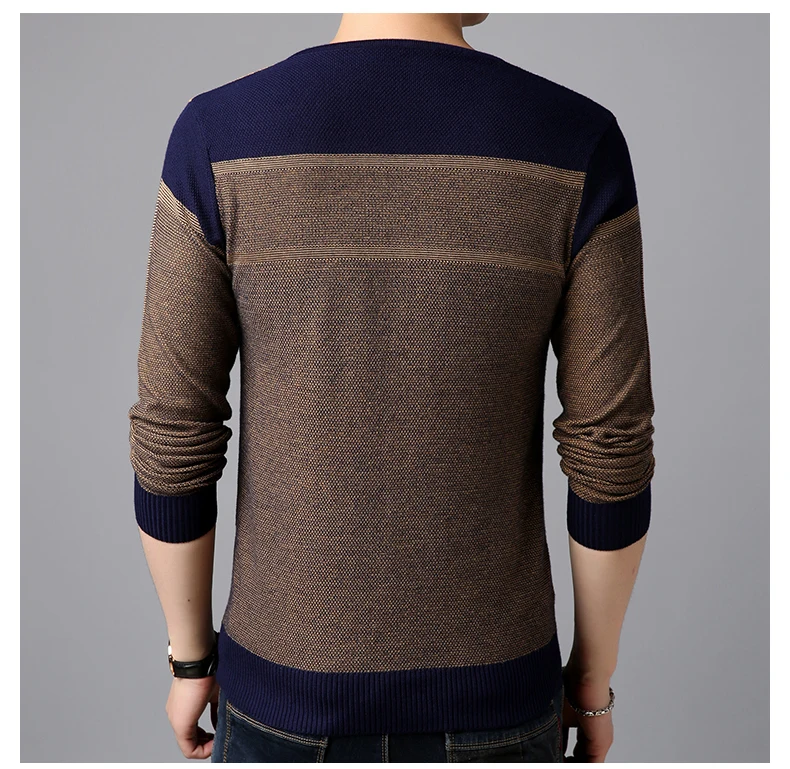 2019 Новый осень-зима модная брендовая одежда Для мужчин свитера тонкий контрастный цвет Fit Для мужчин пуловер с v-образным вырезом вязаный