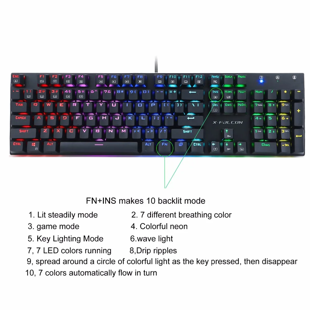 Игровая клавиатура Eagle Z 88 104 клавиши с RGB подсветкой Механическая игровая