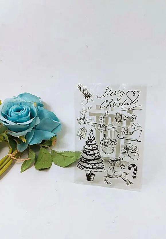 

Happy Christmas Clear Stamp for Scrapbooking Transparent Silicone Rubber DIY Photo Album Decor