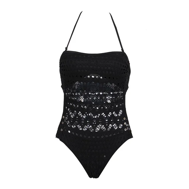 Plus size Sexy lace Crochet women One piece bikinis summer halter strap
