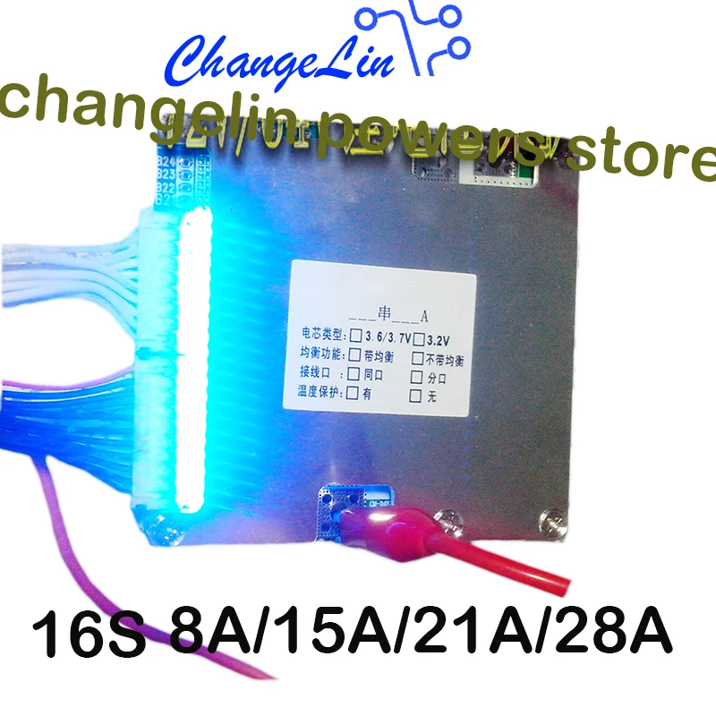 

16S 60V 48V 8A-28A Li-ion Lipo Lifepo4 Lithium Battery Protection Board BMS Polymer Pack Indicator for EV Electric Vehicle ebike