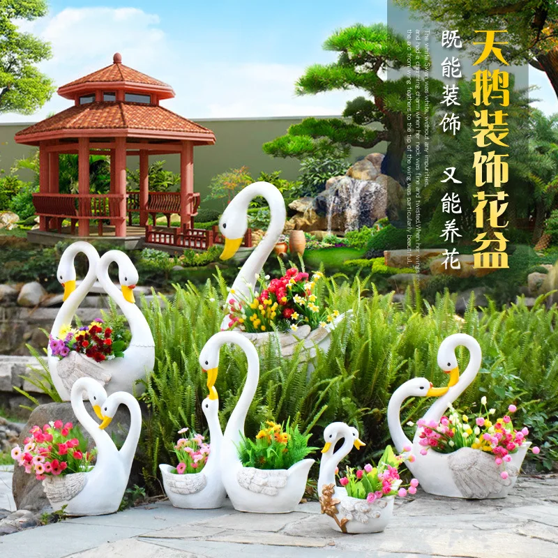 

Outdoor garden featured landscape Sculpture furnishing articles The simulation animal Swan flowerpot artware Garden ornament