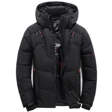 Прямая, мужские зимние белые куртки-пуховики на утином пуху, утепленные парки с капюшоном, мужская верхняя одежда на молнии, пальто AXP235