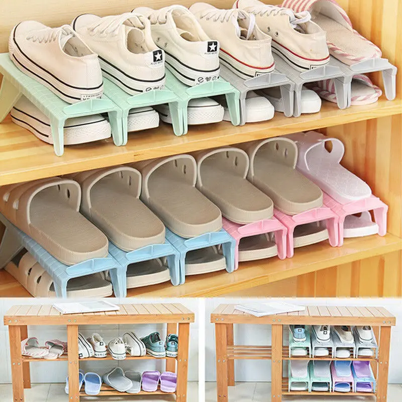 Display New Rack Organizer Shoes Space-Saving Plastic Storage Rack Multi-color 