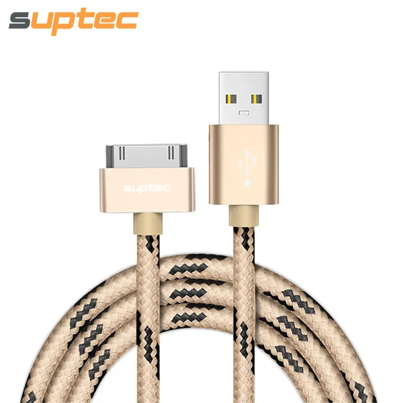 

SUPTEC USB Cable for iPhone 4 4s iPad 2 3 iPod 30 Pin Nylon Braided Wire Metal Plug Data Sync USB Charger adapter Charging Cable