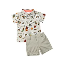 Одежда джентльмена для маленьких мальчиков, рубашка Топ и шортики официальный костюм