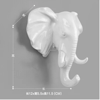 Ретро стереоскопический креативный настенный крючок с животными, аксессуары для дома, полимерные крючки, художественный творческий халат, настенные крючки, модное украшение, подарок - Цвет: White elephant