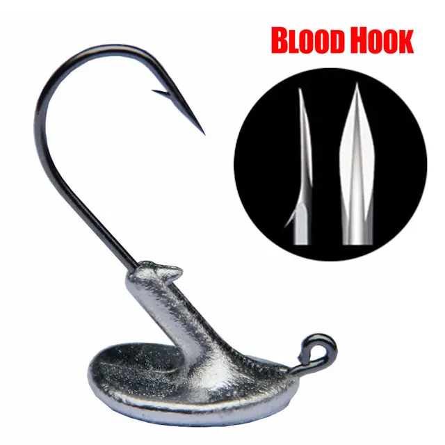 10PCS/Lot 3.5g 5g 7g 10g 14g Tumbler Head Hook Jig Bait Fishing Hook For Soft Lure Fishing Tackle fishing tackle accessorie BLOD HOOK