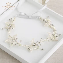 Wedding Handmade Silver Hairbands Brides Korean Soft Pearls Tiara Headwear Crystal Hair Jewelry