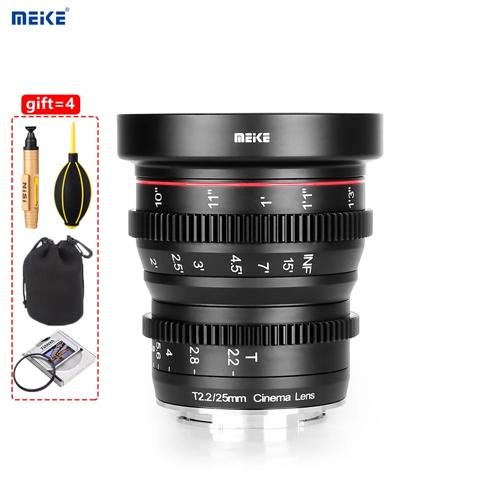 Meike MK 25 мм T2.2 ручная фокусировка асферический портрет Cine объектив для Sony Fujifilm M4/3