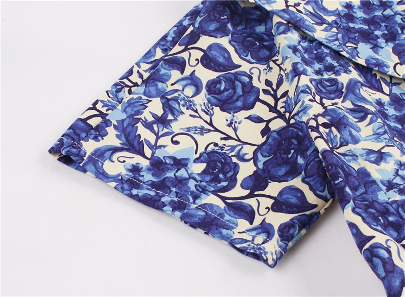 Kostlich Blue And White Porcelain Print Summer Dress Women 2017 Short Sleeve 1950s Vintage Dress Belt Tunic Sexy Party Dresses (12)