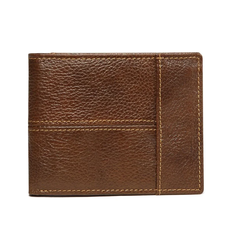 

Cow Leather Men Wallets Vintage Male Purse Function Brown with Coin Pocket Genuine Leather Men Wallet with Card Holders