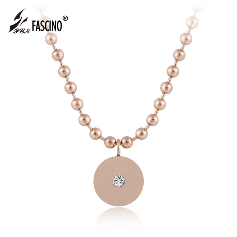 

2017 New Fashion Stainless Steel Beads Chain Initial Necklace Round Pendant Necklace For Women Jewelry Collares Mujer (AU820001)