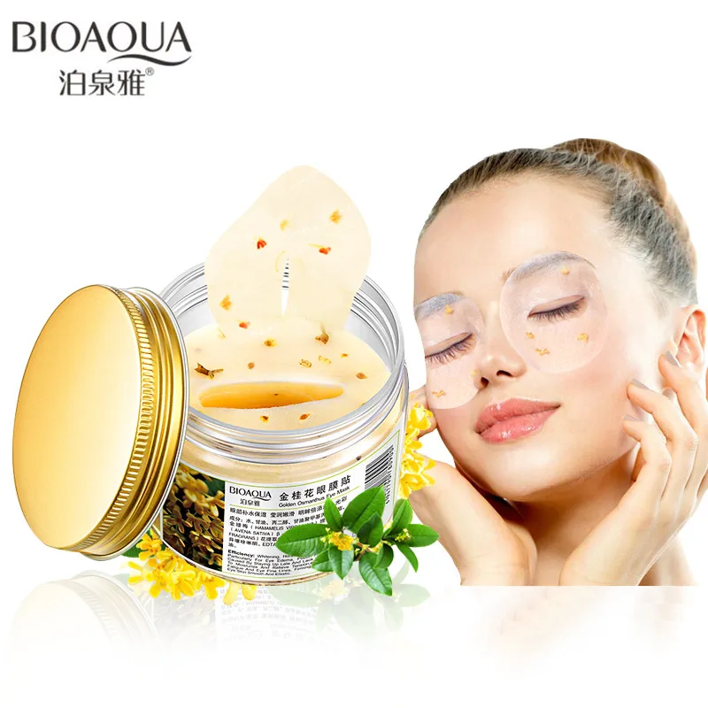 

80 pcs/ bottle BIOAQUA Gold Osmanthus eye mask women Collagen gel whey protein face care sleep patches health mascaras de dormir