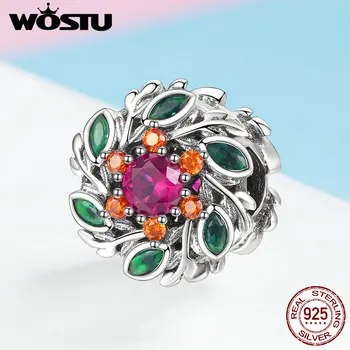 

WOSTU 2019 Real 100% 925 Sterling Silver Hope Wreath Beads Fit Charm Bracelet Necklace Pendant For Women Luxury Jewelry FIC1062