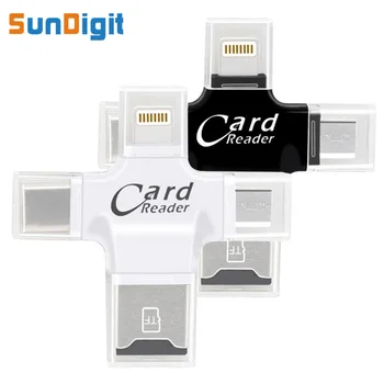 

High Quality 4 in 1 TF Card Reader Type-c/Lightning/Micro USB Micro SD Card Reader for Macbook Smartphone Tablet PC OTG Adapter
