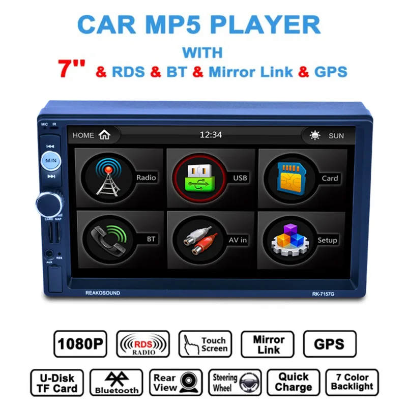 

7inch 2DIN HandsfreeBluetooth Car MP5 Player Reversing Rear View Camera Function Car Radio Car Radio Media Player GPS Navigation