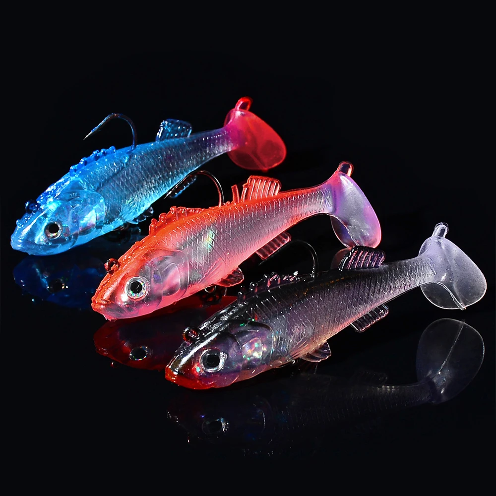 

COMDABA 3pcs/lot Soft Lure 7.6cm 15.7g Wobblers Artificial Bait Silicone Fishing Lures Sea Bass Carp Fishing Lead Fish Jig