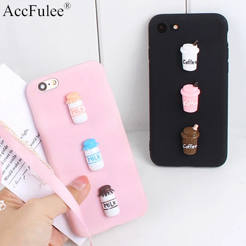 

3D Cute Coffee Cup Case For iphone 4S 5 5S 5C 6 6S 7 8+ Milk Candy TPU Case For iphone X XR XS Max Silicone Phone Bags Cases