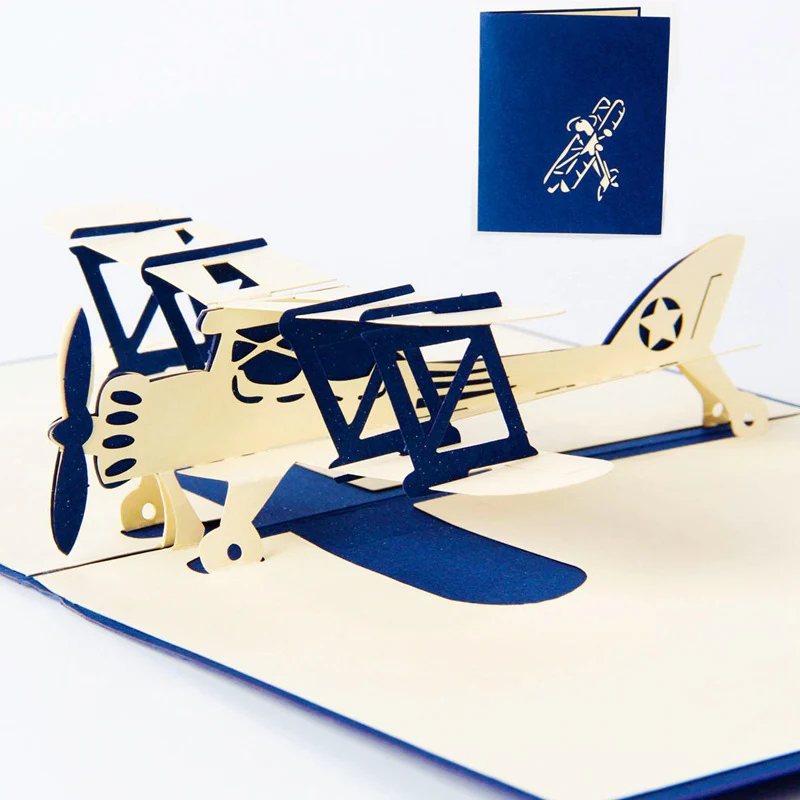 3D лазерная резка ручной работы резьба милый самолет бумага Пригласительные открытки бизнес вечерние дети креативный подарок