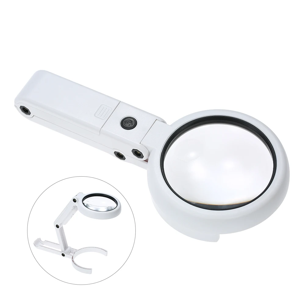 8 LED 5X 11X Folding Light Magnifier Portable Magnifying Glass Table