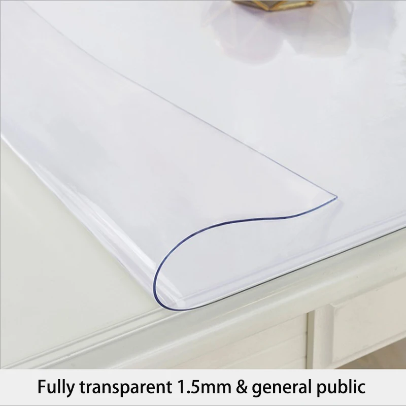  PVC Waterproof Tablecloth Transparent Tablecloth with Pattern Kitchen Table Cover Oil Cloth Soft Gl