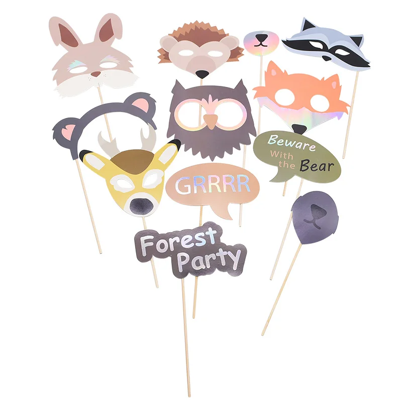 Cute Animal Fox Deer Forest Party Christmas Photo Props Booth Festival Baby Shower Wedding Birthday Party Decoration Accessories