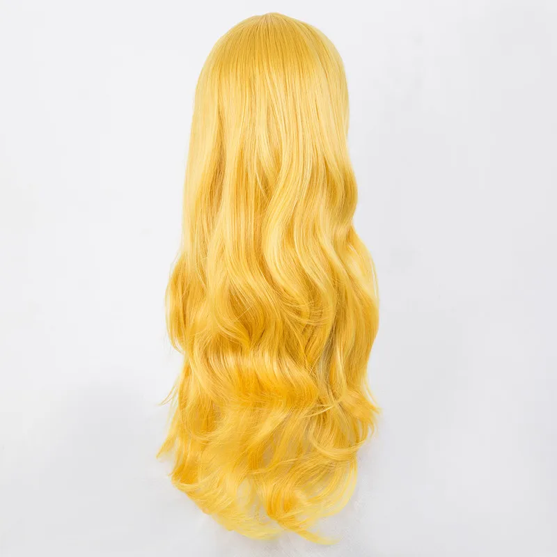 Cosplay Wig Fei-Show Synthetic Heat Resistant 24" Long Wavy Yellow Hair Carnival Party Halloween Costume Events Women Hairpiece