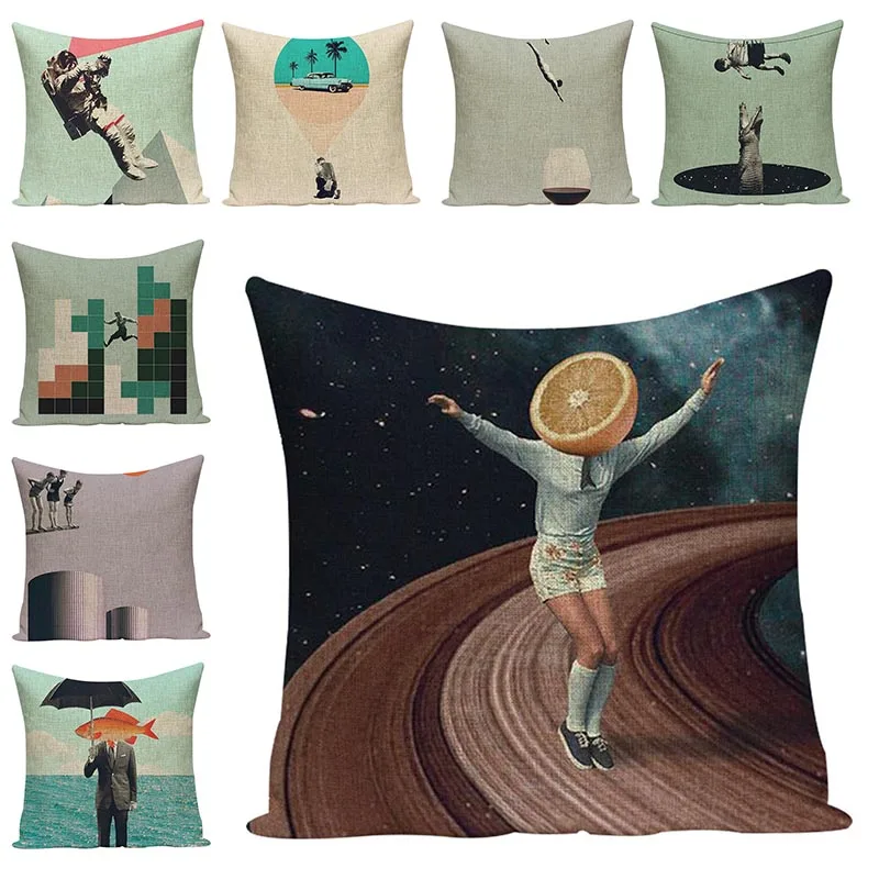 

Creativity Humanity Art Printed Pillowcases Fashion Cushion Cover Decorative Pillow Cover For Sofa Chair Cushion Pouf Home Decor