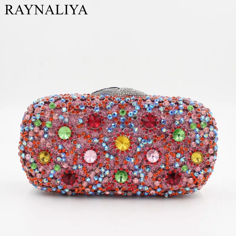 

Newest Colourful Women Evening Bags Luxury Rhinestone Clutch Bag Crystal Handbags Party Purse Wedding Handbag Smyzh-e0348