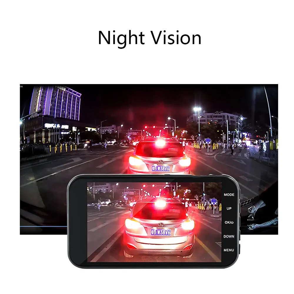 Podofo 4 ''Dashcam двойной объектив Автомобильный видеорегистратор Камера FHD 1080P IPS