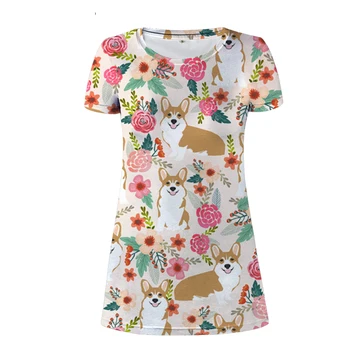 

NoisyDesigns Corgi Kawaii Dress UK Clothing Dresses for Women Summer Dress 2019 Floral Designer Short Sleeve Pink Beach Sundress