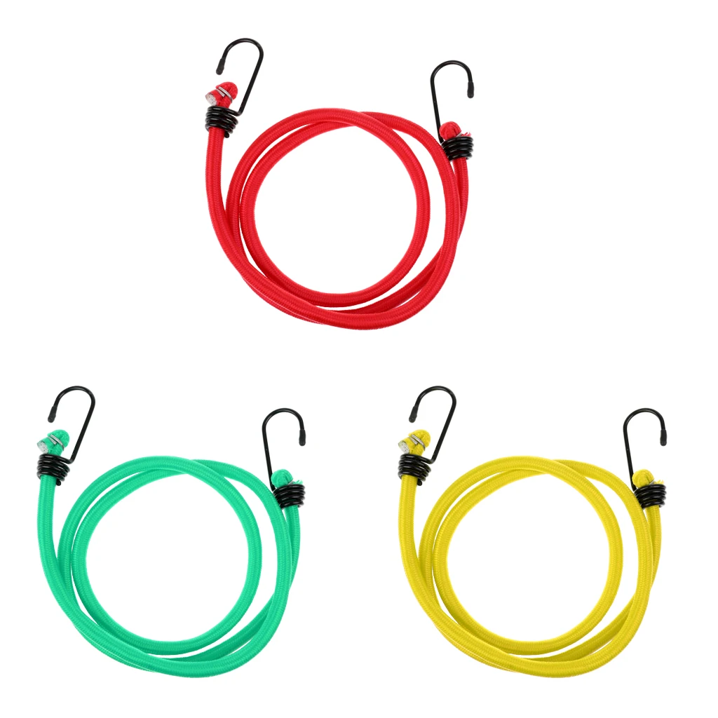 Outdoor 1.2m Bungee Cords Metal Hooks Elastic Strap Rope Car Tie Down