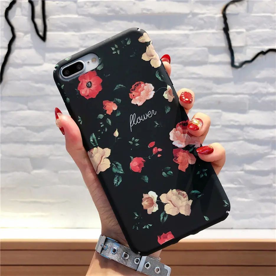MOUSEMI Protective Funda For iPhone 8Plus 6 6S 7 Matte Case Flower Printed Phone Case 7 Cases On For iPhone X 5s se 7 Back Cover (5)