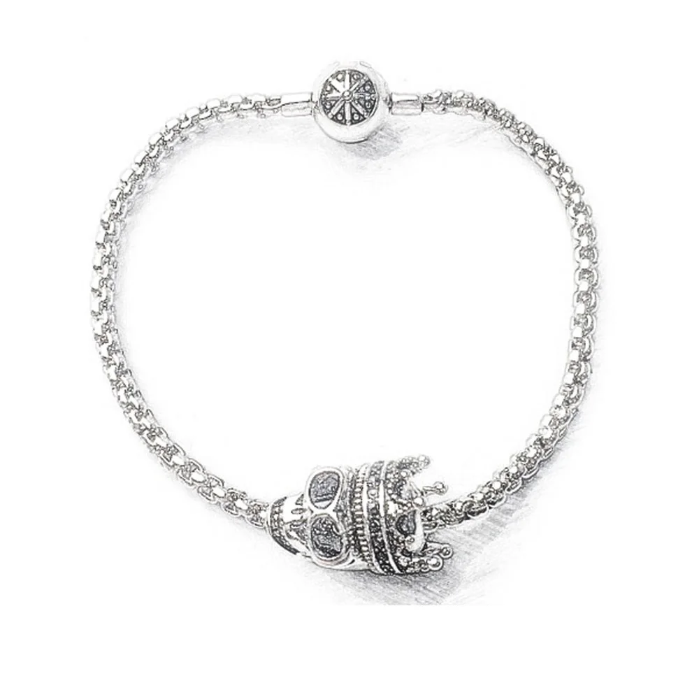 Silver Basic Link Chain Snake Chain Bracelets with Skull King Karma