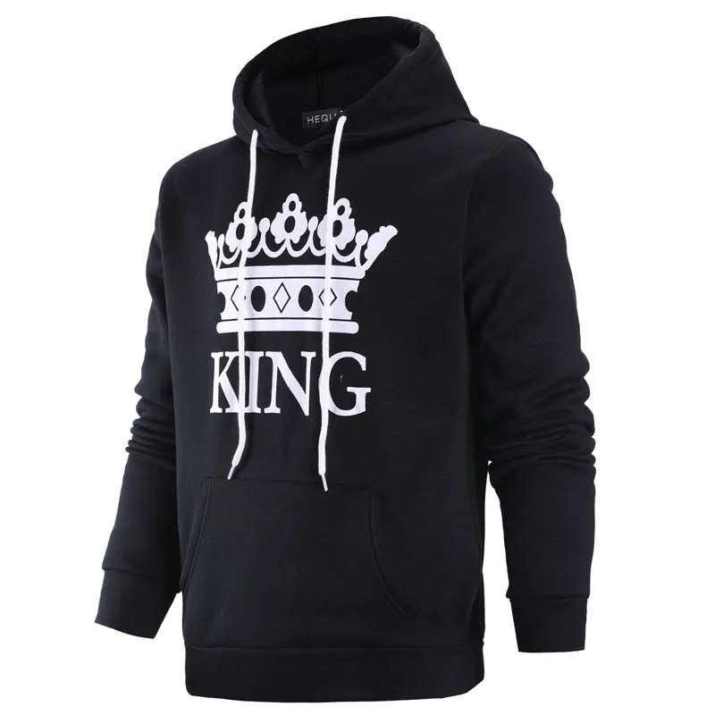 ZOGAA Men And Women Hoodies King Queen Printed Hooded Sweatshirt For Male Female Fashion Black Streetwear Couple Hoodies ZOGAA Men And Women Hoodies King Queen Printed Hooded Sweatshirt For Male Female Fashion Black Streetwear Couple Hoodies