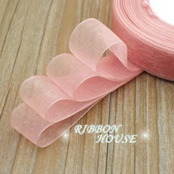 Luxurious Organza Ribbon for Gift Wrapping and Decorative Crafting - 50 Yards per Roll (Pink Meat)