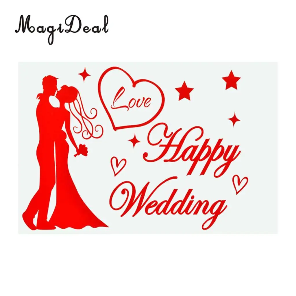 Romantic Happy Wedding Stickers Decal Jumbo Clear Bobo Balloons DIY Decorations