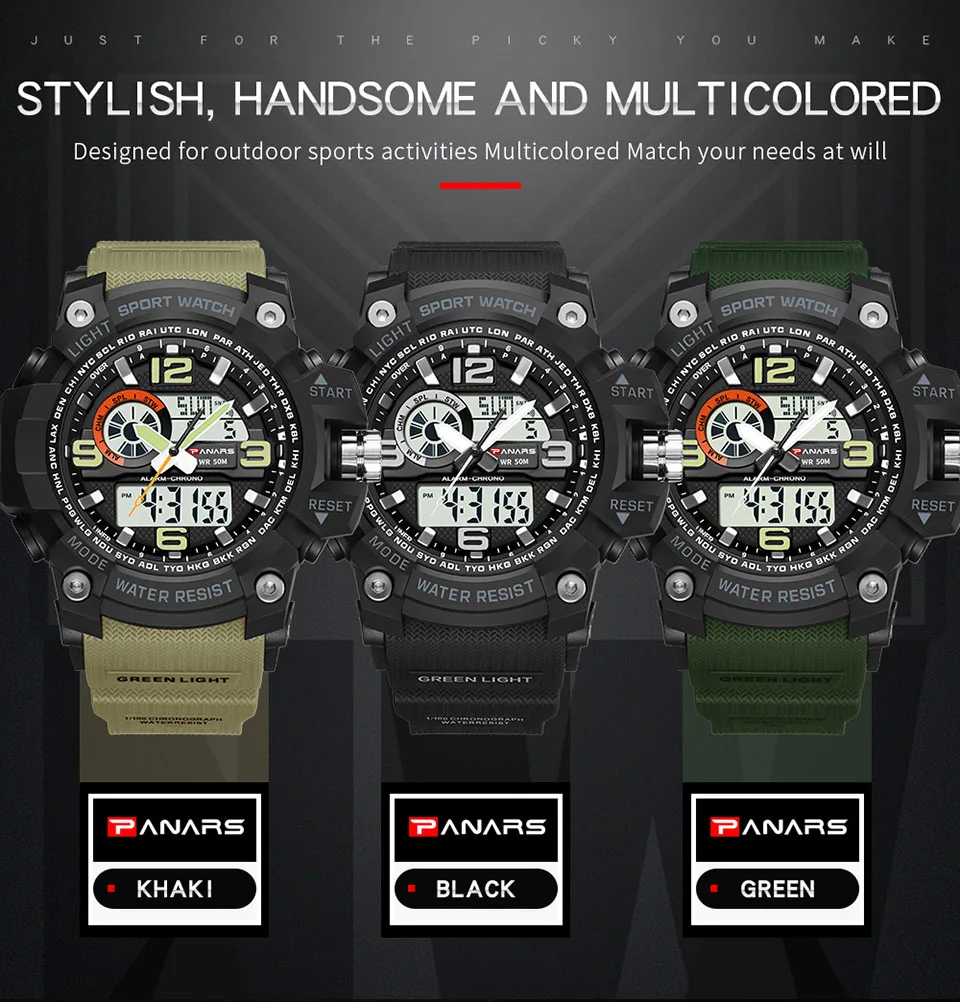 2018 PANARS Military Digital-watch Men/'s G Style Fashion Sports S Shock Army Watch LED Electronic Digital Wrist Watches for Men (4)