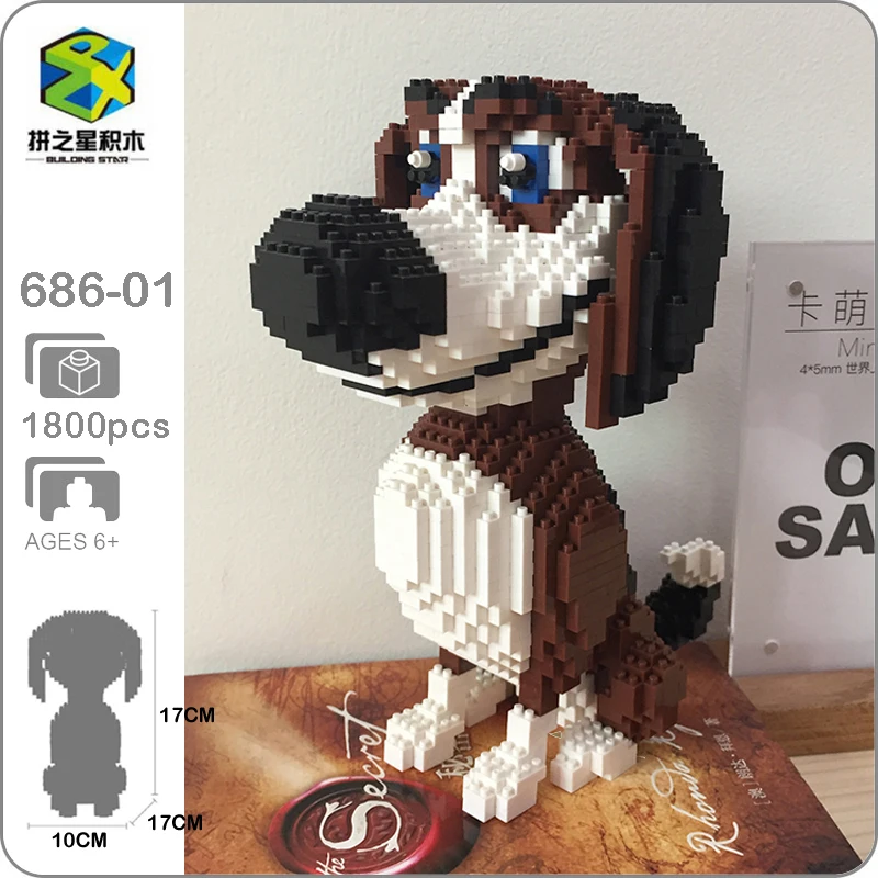 

Building Star 686-01 Brown Beagle Hound Dog Pet Animal 3D Model DIY Diamond Mini Building Small Blocks Toy for Children no Box