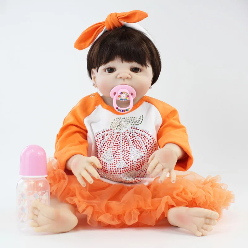 55 см полный силикона Reborn Baby Doll игрушки, реалистичные 22 ''мягкий винил новорожденных принцесса для маленьких девочек Bonecas Bebe жив дети