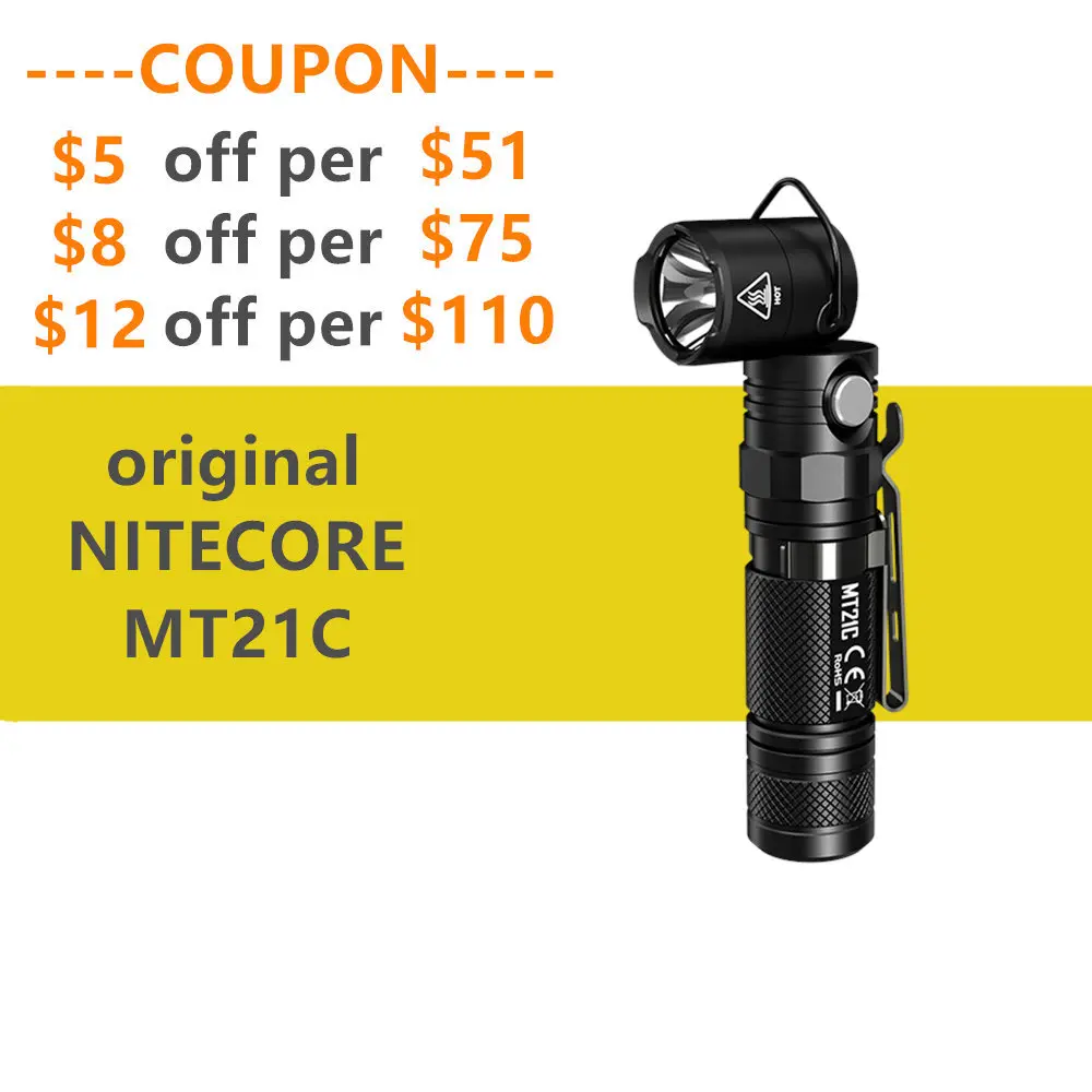 

NITECORE MT21C 1000LM CREE XP-L HD X6 LED Multifunctional 90dg Adjustable Flashlight Streamlined EDC Torch, L-shaped Work Light