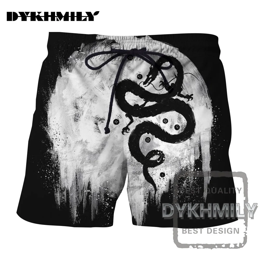 

Dykhmily 2017 Summer Hot Sell Dragon Ball Z Dragon 3d Funny Print Black Short Pants Thin Section Beach Men Board Shorts Hip Hop